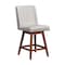 Armen Living Stancoste Swivel Counter Stool in Brown Oak Wood Finish with Beige Fabric 840254332157 - alternate 1